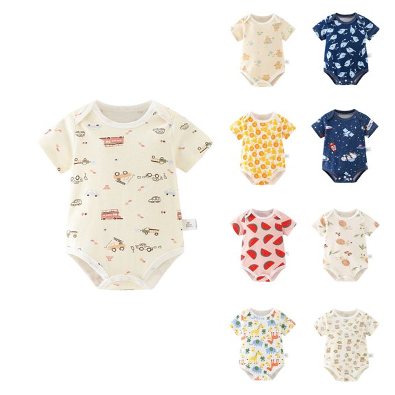 YHAJDS Unisex Baby Long Sleeve Romper Print Triangle Bodysuit Short Sleeve Infant Outfit