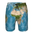 thumbnail image 3 of Honeii's Earth View World Map Print Men's Casual Shorts with Drawstring，Swim Trunks Quick Dry Beach Shorts, 3 of 5