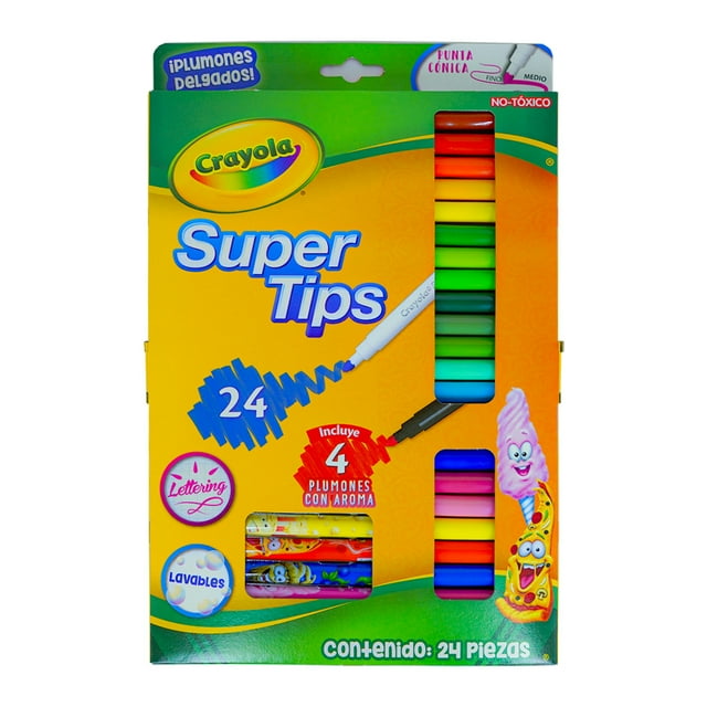 24 Plumones Crayola Super Tips Colores Básicos y con Aroma