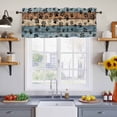 thumbnail image 4 of 2 Panels Gray Blue Paws Valance for Windows, Farmhouse Vintage Modern Blue Brown Wood Light Filtering Kitchen Curtains, Rod Pocket Window Treatment Curtain Valances for Living Room Bedroom, 42"x18", 4 of 9