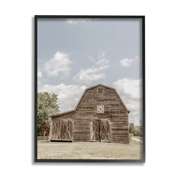 Peaceful Country Barn Farmland Landscape Photograph Black Framed Art Print Wall Art