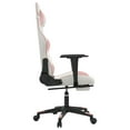 thumbnail image 4 of vidaXL Massage Gaming Chair with Footrest, Reclining, Height Adjustable, Swivel, White & Pink, 4 of 6