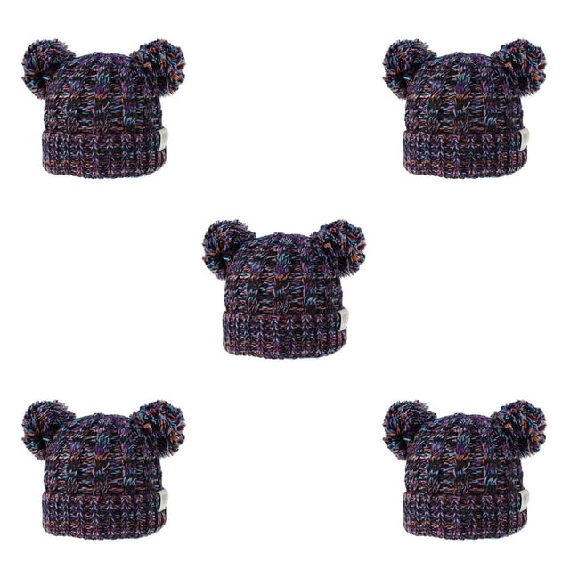 Minnieouse Gorro y esponjoso con bolas de pompones, tocado a la moda, gorros de buena retención de calor, hermoso regalo para niños, naranja, Naranja Púrpura Negro 5piezas Minnieouse CBP255439
