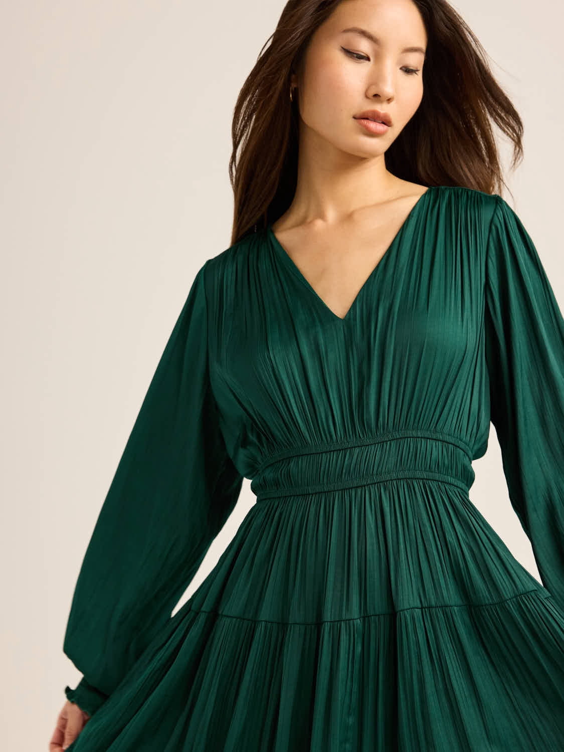 Scoop Women's & Women's Plus V Neck Plissé Midi Dress, Sizes XS-4X