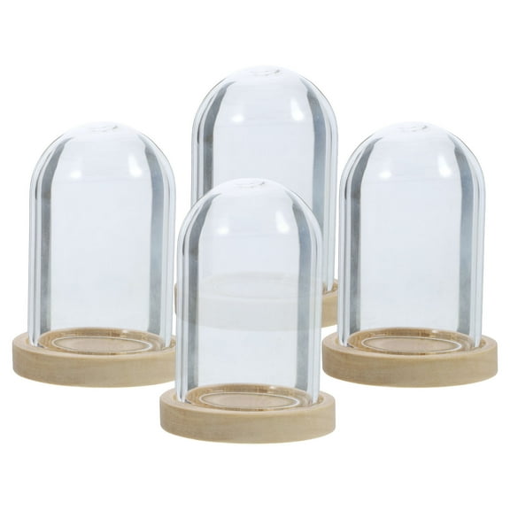 4 Sets Preserved Flower Glass Cover Display Cabinet Domes Rose Globe Clear Case Cloche