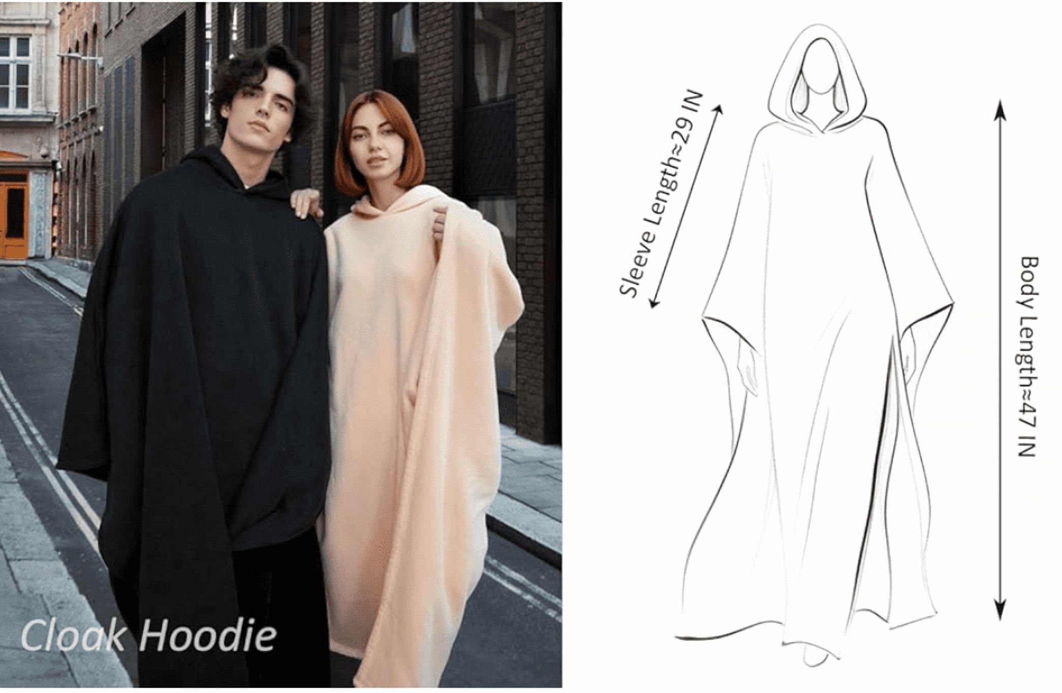 Arcane Hoodie, Loose Blanket Hoodie, Oversized Long Sleeve Sweatshirt, Calming Cloak Hoodie Men, Unisex