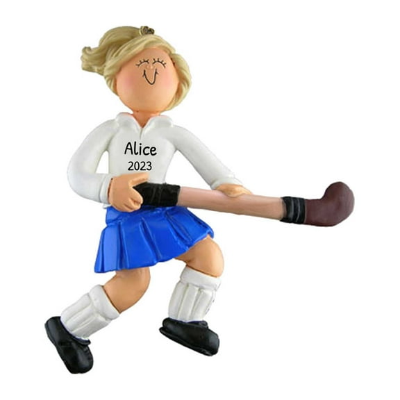 Personalized Girls Field Hockey Ornament 2024 - Girls Field Hockey Gifts, Athlete Ornament, Hockey Christmas Ornament, Sports Ornaments - Blonde Girl - Free Customization