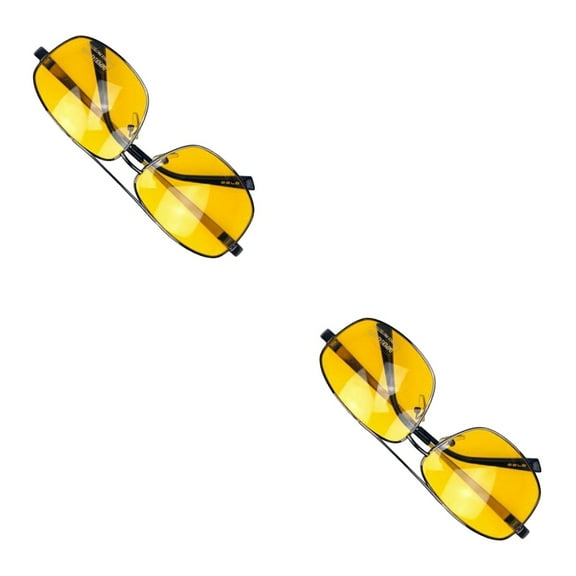 OUNONA 2pcs Metal Frame Night Polarized UV400 Driving Anti-Glare Sunglass