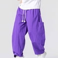 thumbnail image 7 of SAWOBUUN Mens Casual Barrel Pants Wide Leg Elastic Waist Drawstring Loose Fit Trousers Casual Summer Streetwear with Side Pockets, 7 of 7