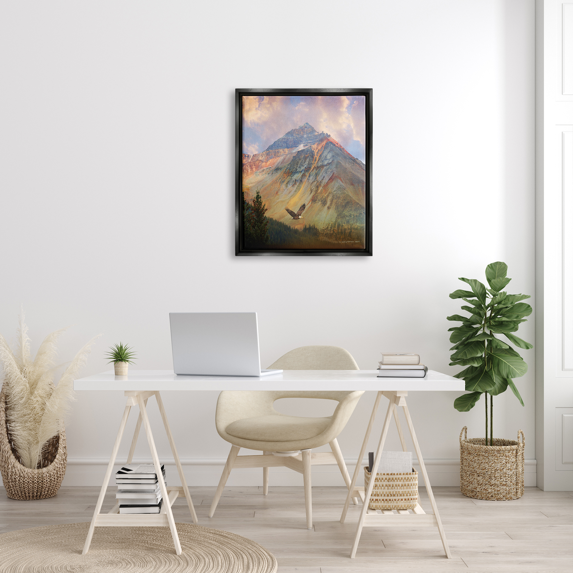 Stupell Soaring Eagle Mountain Valley Landscape Photography Black Floater Framed Art Print Wall Art