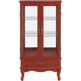 thumbnail image 6 of CKEASEAN 52" Lighted Accent Curio Cabinet with 2 Glass Doors & 1 Drawer, 3-Tier Antique Cabinet with Tempered Glass Adjustable Shelves & Drawer, Storage Display Case for Living Room, Bedroom,Office, 6 of 10