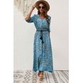 thumbnail image 6 of Womens Bohemian Button Down Tassel Belt Printed Maxi Dress (M, MultiBrown), 6 of 9
