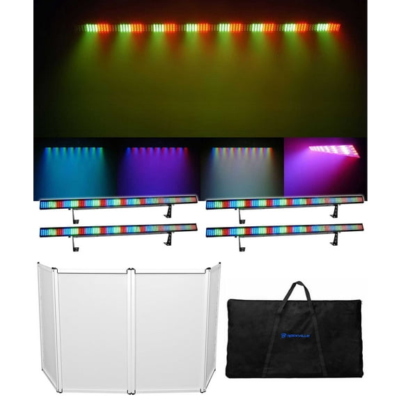(4) Chauvet COLORSTRIP 4-Channel DMX LED Multi-Color DJ Light Bars   DJ Facade