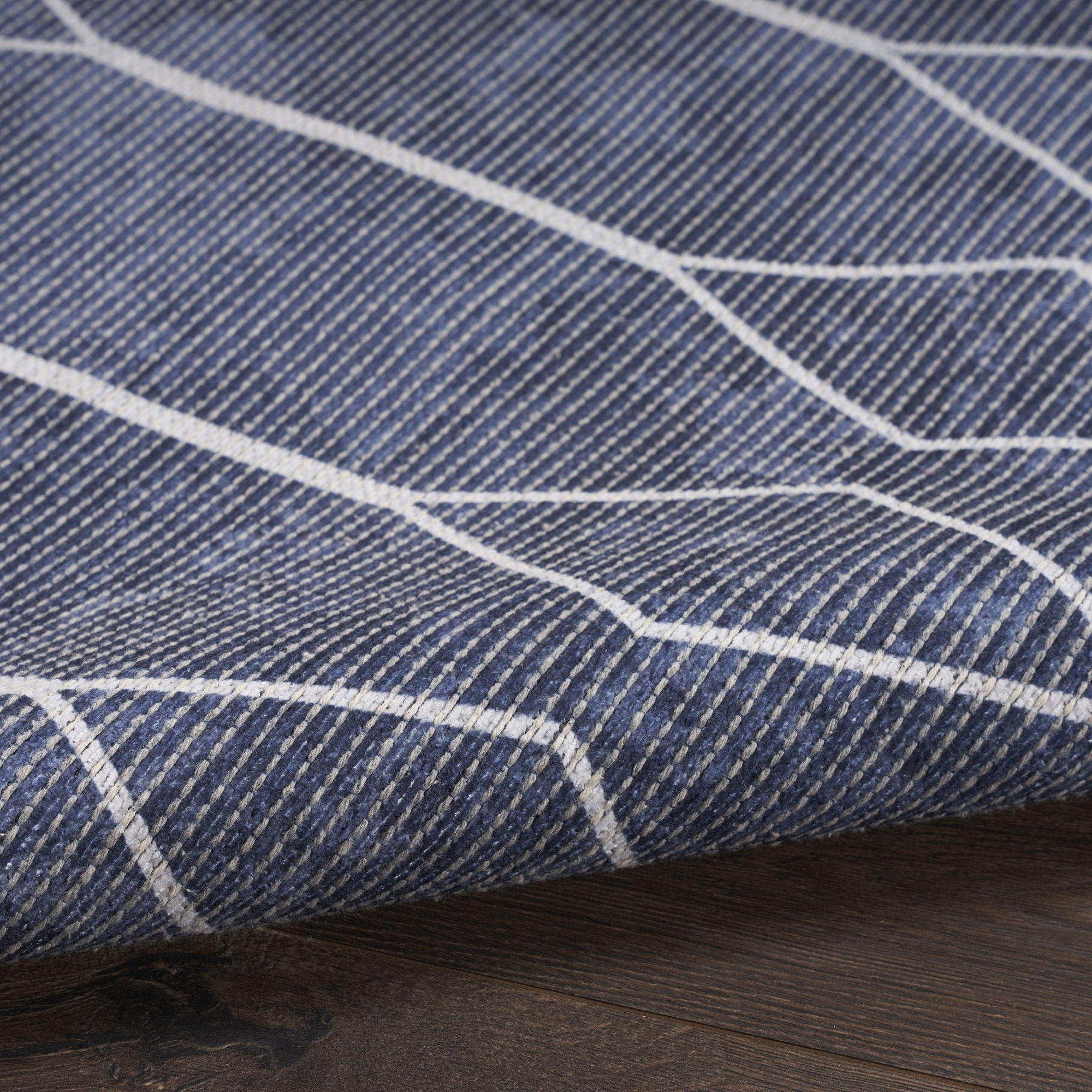 Nourison New Concept Washables 2' x 6' Navy Modern Indoor Non-Slip Flatweave Rug