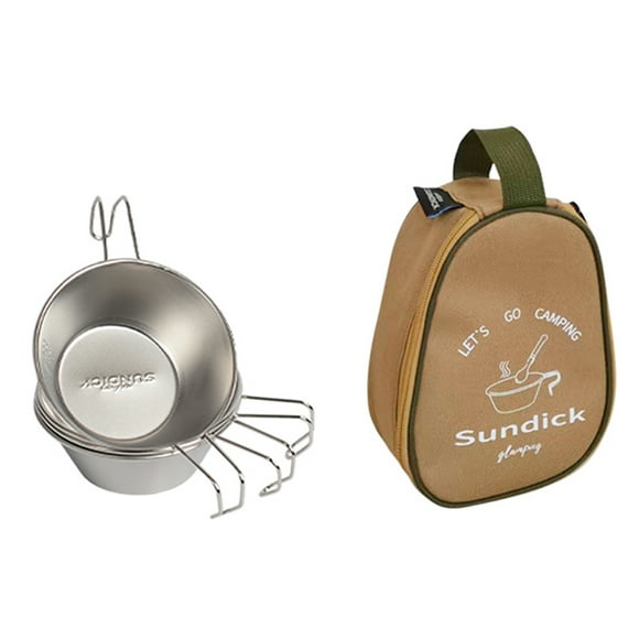 Bolsa aislante 4 Uds. De tazas Sierra de 310ml con bolsa de almacenamiento, vajilla portátil para pí sundick Bolsa aislante
