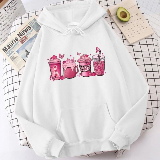 Sudadera con capucha para mujer con mensaje de concienciación sobre el cáncer de mama, sudadera con capucha para mujer, ropa urbana Harajuku de manga larga