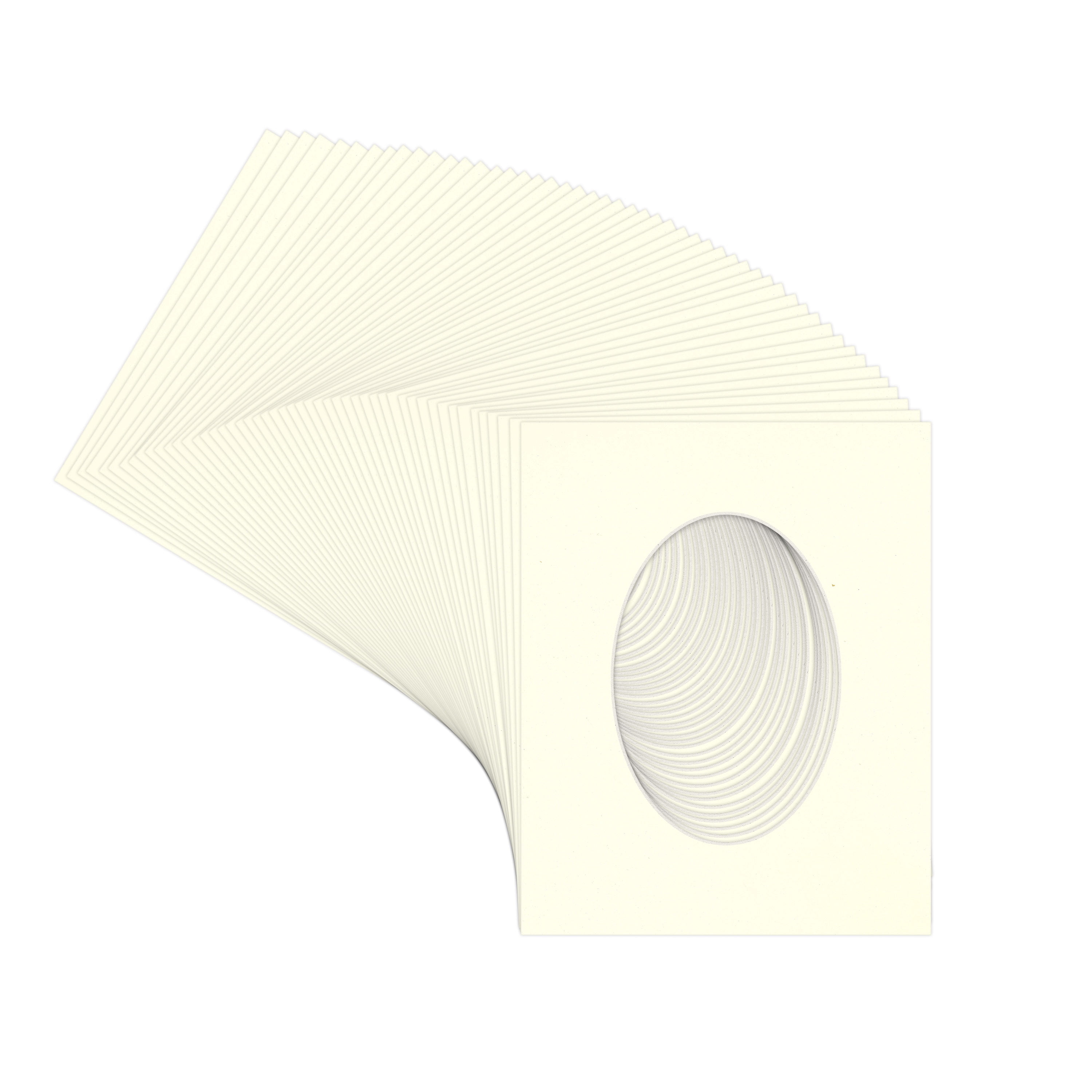 Cream Linen Picture Frame Mat for 18x24 Frames - Oval Opening for 12x18 Photos - 50 Mats