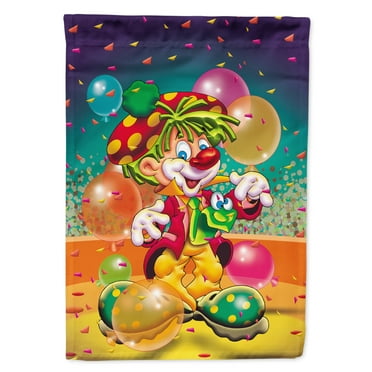 Carolines Treasures APH1662CHF Happy Birthday Clown Flag Canvas House Size  Large multicolor