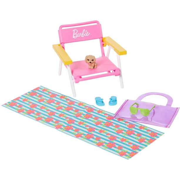 Barbie Accessory Pack, Beach Theme, with 6 Pieces Including Pet