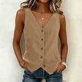 thumbnail image 2 of Lumtrix Vest Tops for Women Cotton Linen Summer Tank Top Lightweight Button Down Sleeveless Shirts V Neck Business Casual Tank 2026 for Work Office Vacation Camel M, 2 of 5