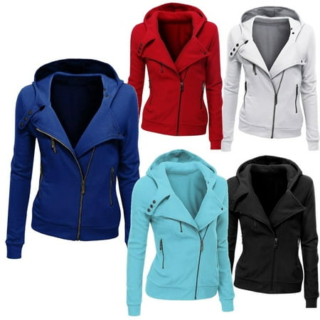 Fashion Ladies Hooded Jacket Long Sleeve Women Hoodies Sweatshirts Zipper Blazer