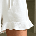 thumbnail image 5 of Morttic Women's Solid Color V-Neck Short Sleeve Laced Waist Ruffle Hem With Pockets Loose Fit Summer Beach Jumpsuit White，S, 5 of 6