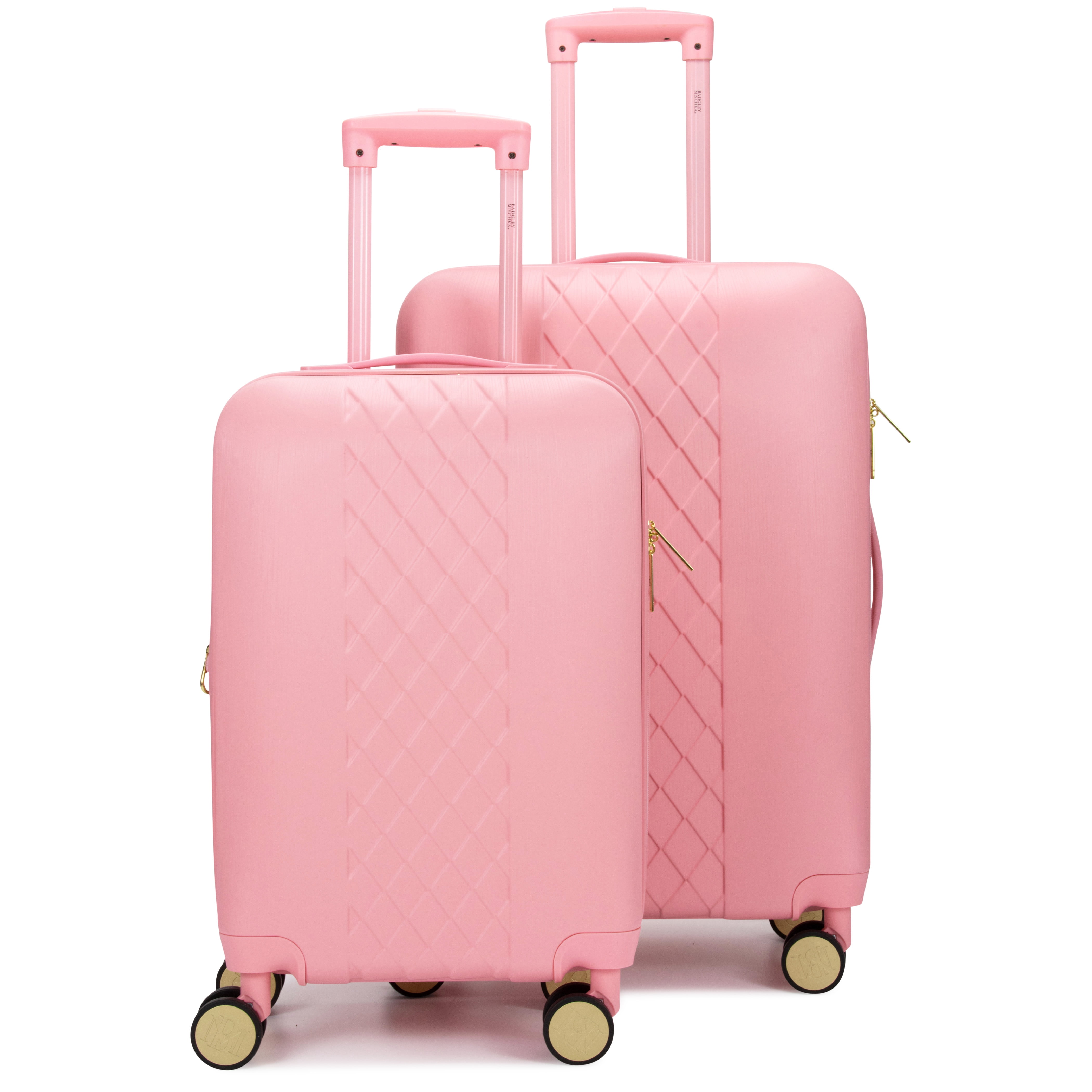 BADGLEY MISCHKA Diamond 2 Piece Expandable Luggage Set (Pink, 20/24