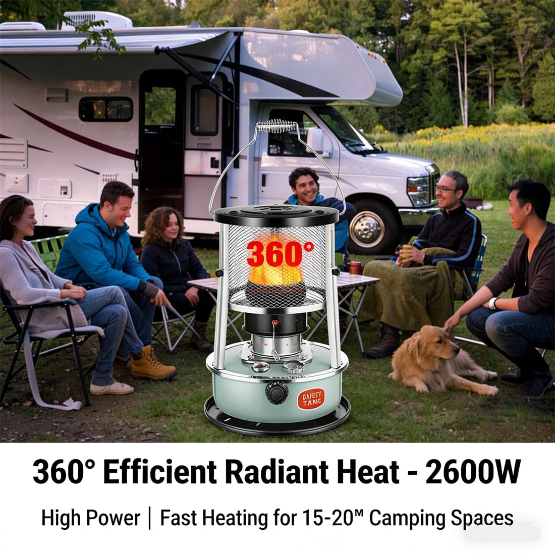Non Electric Heaters For Indoor, 9000 Btu(Lasts 18 H) Kerosene Heater Indoor For Large Rooms, Portable Heater For Power Outage, Suitable For Camping, Home, Garage, Emergency Heat