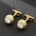 thumbnail image 2 of 2Ct Round Cut Lab Created Diamond Men's Wedding Cufflinks 14K Yellow Gold Plated, 2 of 2