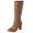 Brown, variant on Brown Womens Chunky Heel Knee High Boots Thick Sole Round Toe Side Zipper Casual Winter Warm Long Booties