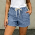 thumbnail image 4 of ZHYou No Boundarie Women's Jean Shorts Drawstring High Elastic Waist Loose Fit Stretchy Casual Summer Denim Shorts with Pockets Light Blue Size S, 4 of 7