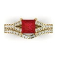thumbnail image 2 of 3.36 ct Brilliant Princess Cut Pink Tourmaline 18K Yellow Gold Solitaire with Accents Engagement Bridal Wedding Ring Band Set size 6, 2 of 7