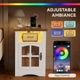 thumbnail image 4 of Homall Nightstand Set of 2 with Charging Station & Adjustable LED Lights, End Table Bedside Table with Glass Door & Open Shelf for Bedroom Living Room, White, 4 of 7