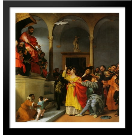 Altar of St. Lucia St. Lucia in front of the judges 28x30 Large Black Wood Framed Print Art by Lorenzo