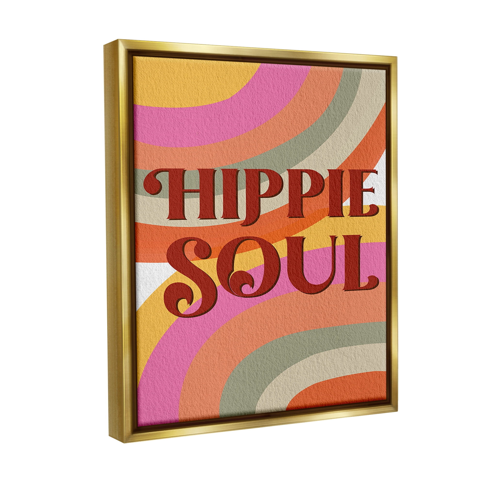 Stupell Industries Hippie Soul Patterned Typography Painting Gold Floater Framed Canvas Art Print Wall Art, 25 x 31
