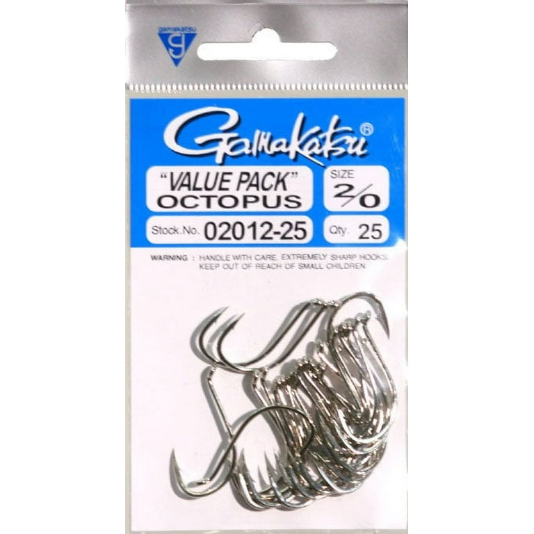 Gamakatsu Octopus Hooks - 25-Pack, Nickel Finish, Size 2/0