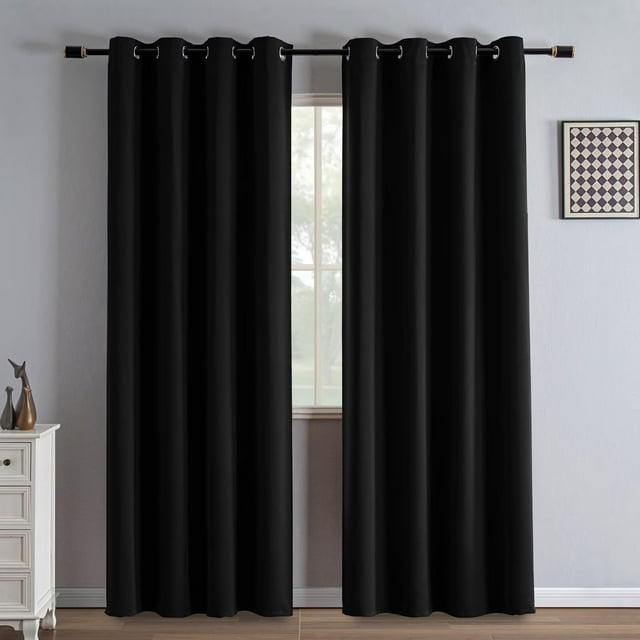 Juego de 2 paneles de cortinas opacas IGEMAEVE, 213 cm de longitud, color negro