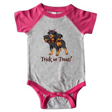 

Inktastic Trick or Treat Cerberus Rottweiler Gift Baby Boy or Baby Girl Bodysuit