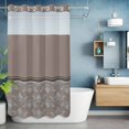 thumbnail image 6 of No Hook Boho Brown Flower Shower Curtain with Snap in Liner Set, Abstract Bohemia Pesley Floral Waterproof Fabric Bathroom Curtains with See Through Top Window, Hotel Style Small 36 x 78 Inch, 6 of 9