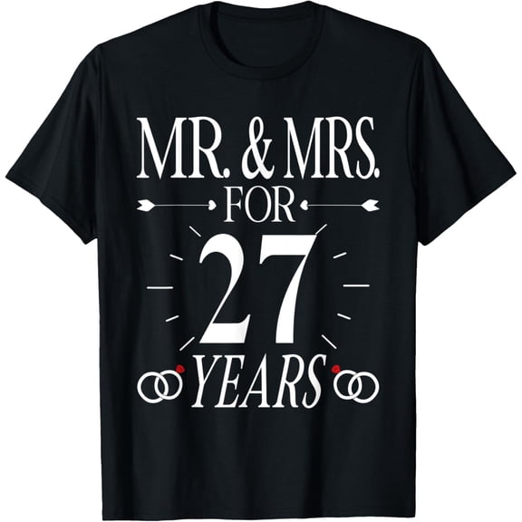 Mr. & Mrs. For 27 Years 27th Wedding Anniversary Matching T-Shirt