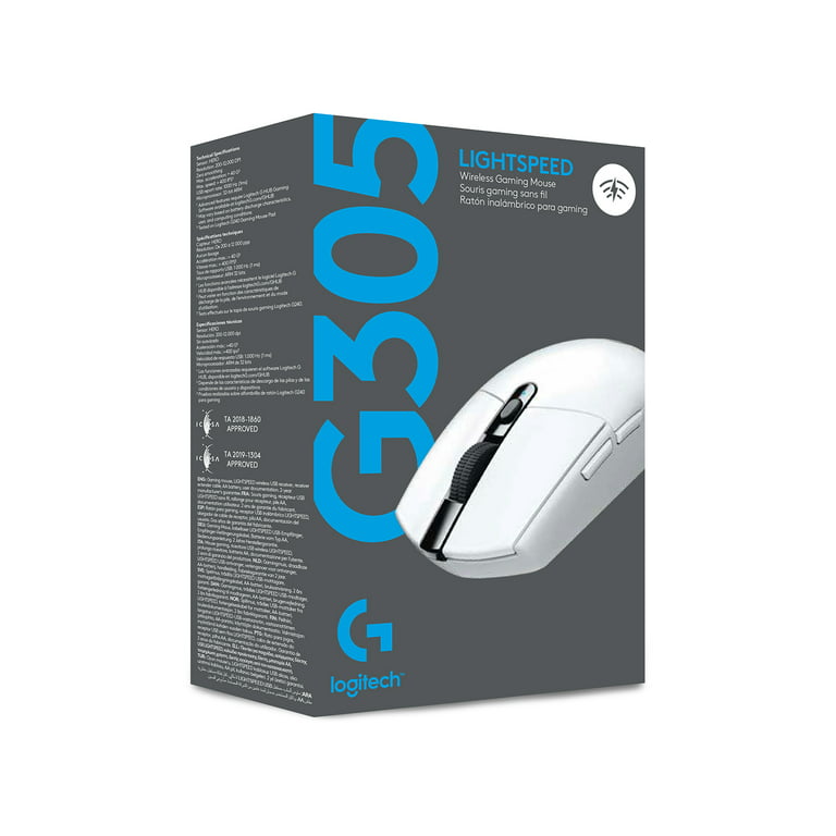 Logitech G305 LIGHTSPEED Wireless Lightweight, 6 Mouse, - Sensor, Gaming DPI, PC, White On-Board 12,000 250h Programmable Mac Memory, Battery, with Buttons, HERO Compatible