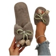 thumbnail image 6 of uublik Womans Fuzzy Slippers Memory Foam Open-Toe Slippers Soft Fleece Indoor Shoes Indoor/Outdoor Slippers, Khaki, 6 of 7