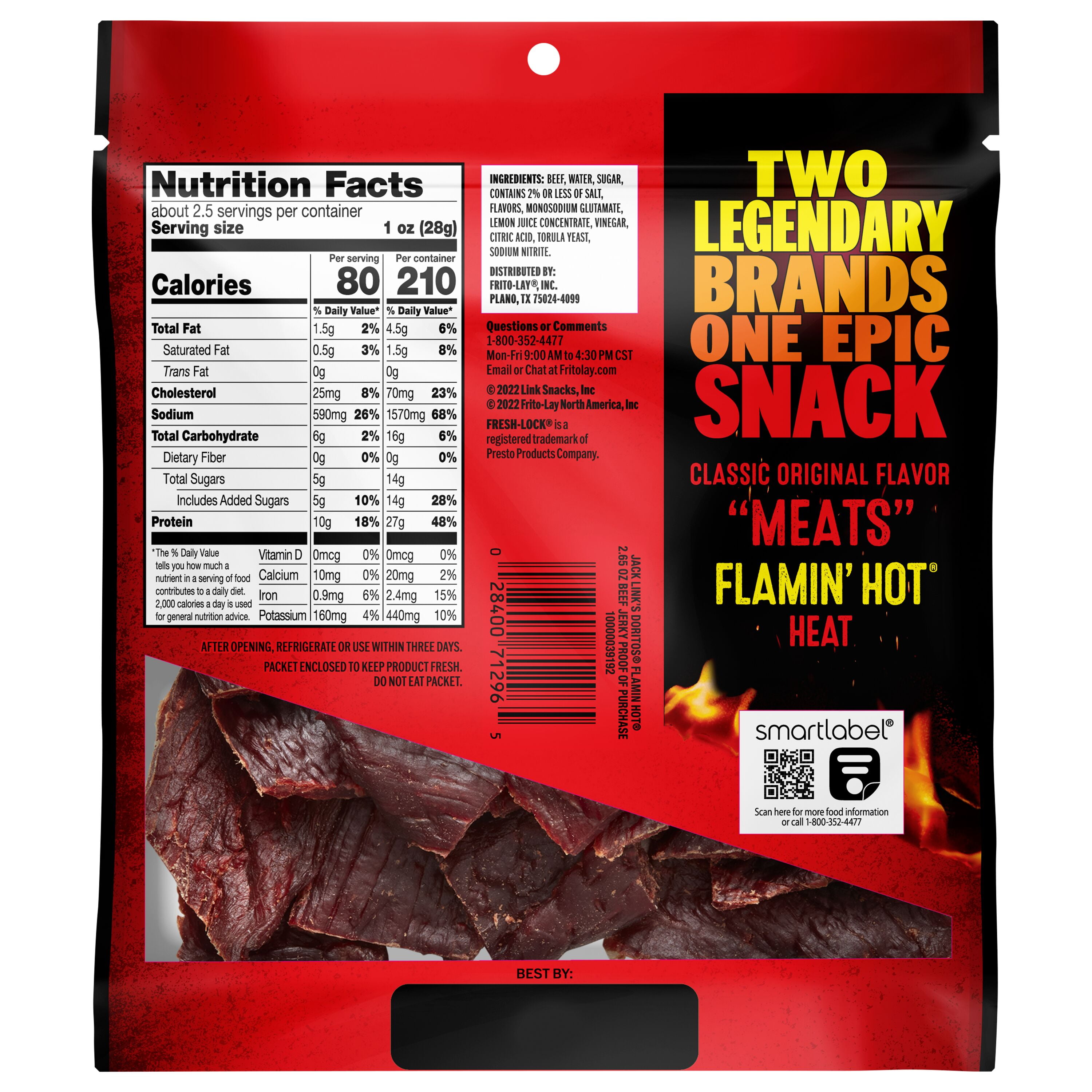 (2 pack) Jack Link’s® Flamin’ Hot® Flavored Original Beef Jerky, 2.65 oz