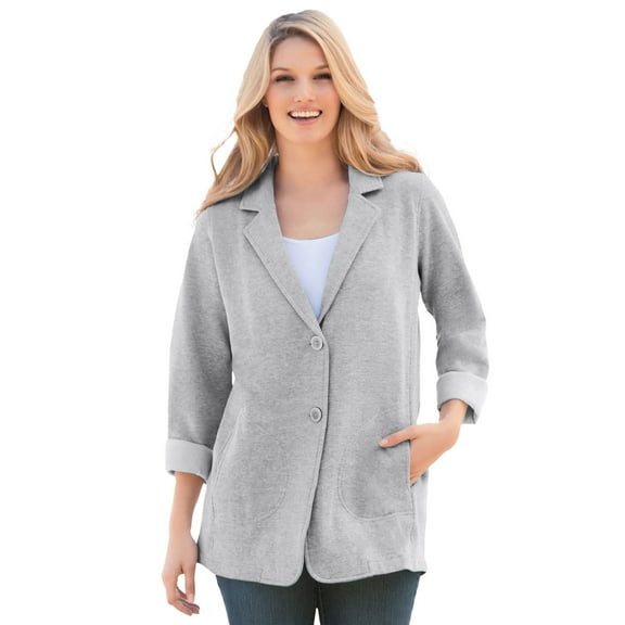 Woman Within Plus Size Knit Blazer Oversized Work & Casual