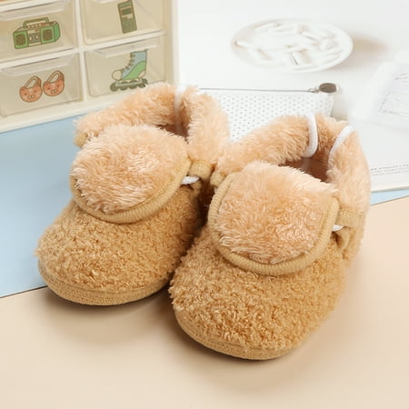 

JIKNTTR Slippers Girl Booties Soft Fuzzy Baby Shoes Solid Color Feece Warm Short Boots Fashion Non Breathable Boots Cowgirl Boots Streetwear