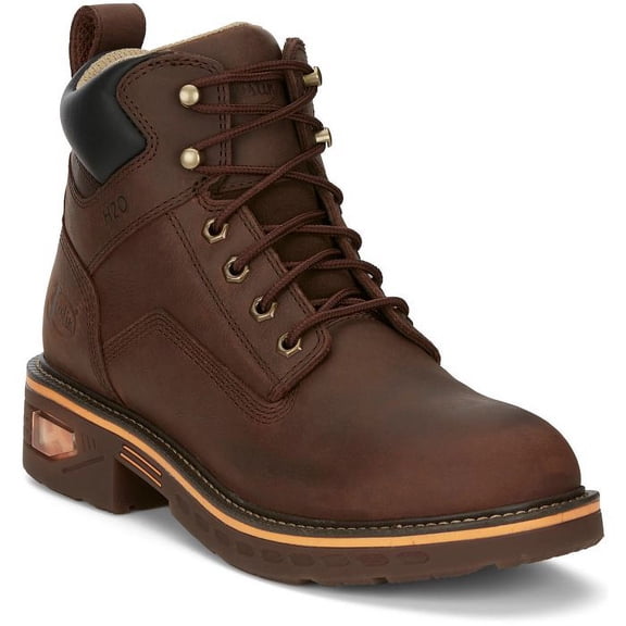 Justin Men's Resistor 6" Waterproof Electrical Hazard Lace-Up Work Boots, Brown, Size 10.5 (EE) - CR401