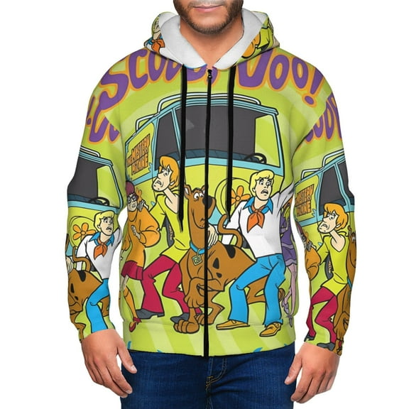 Saiise Scooby-Doo Am Mens Zip Up Hoodie Long Sleeve Full-zip Hooded Sweatshirt Pullover With Kangaroo Pocket S-3XL