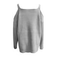 thumbnail image 4 of Arlun Womens Long Sleeve Cold Shoulder Sweaters Fall Winter Outfits 2026 Cable Knit Trendy Loose Comfortable Solid Color Pullover Oversized Drop Shoulder Plus Size Tunic Tops Grey L, 4 of 5