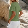 thumbnail image 5 of hoksml Women's Cotton Linen V Neck Short Sleeve Blouse, Button-Down Casual Shirt, Slim Fit Top for Daily and Summer Wear, 5 of 5