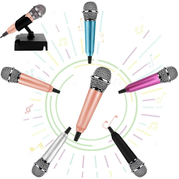 Yirtree 3 5mm Mini Microphone Condenser Microphone Phone Karaoke Mic with Stand Portable Vocal/Instrument Microphone for Mobile Phone Laptop Notebook Apple